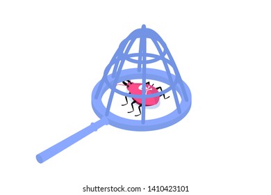 Software or application testing  isometric vector concept.  Debugging development process. Vector illustration.
