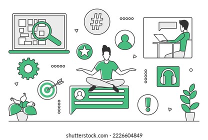 Desarrollo de aplicaciones de software. Programación por ordenador, ingeniería informática, construcción de aplicaciones, ilustración monocolor vectorial