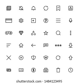 Software and apps Store universal user interface outline icons. Bold line UI icons set.