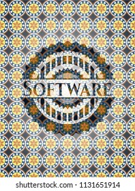 Software arabic emblem background. Arabesque decoration.