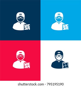 Software Assistant four color material and minimal icon logo set in red and blue