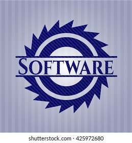 Software badge with denim background