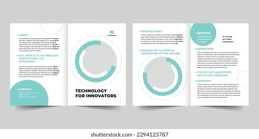 IT Software bifold brochure template. A clean, modern, and high-quality design bifold brochure vector design. Editable and customize template brochure
