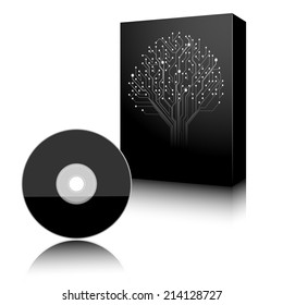 Software. Black Box and Disc on white background. Vector. Illustration.
