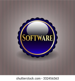 Software blue emblem or badge
