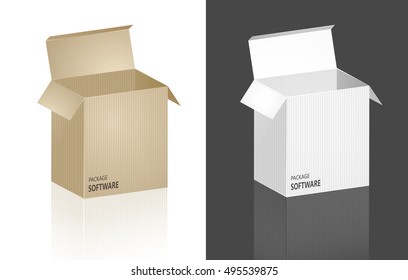 Software box. On white and dark background 