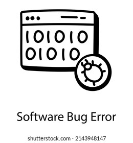 Software bug error hand drawn icon is premium and visually perfect 