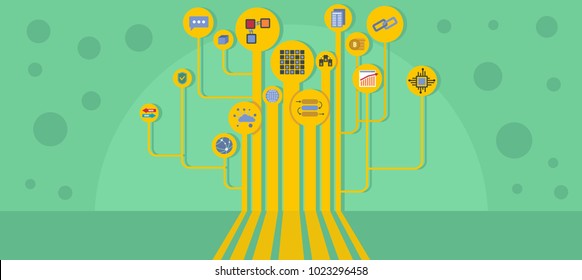 Software chain banner. Flat illustration of software chain vector banner for web