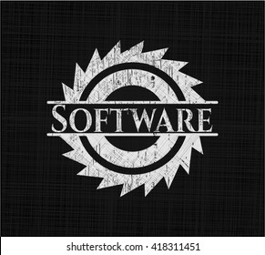 Software chalk emblem, retro style, chalk or chalkboard texture