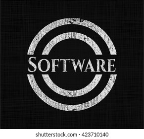 Software chalk emblem, retro style, chalk or chalkboard texture