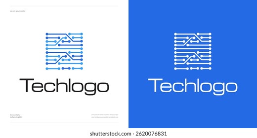 Software circuit technology logo icon design vector illustration editable, Symbol digital network with line art and point, digital chip sign for electronic tech usable for business company