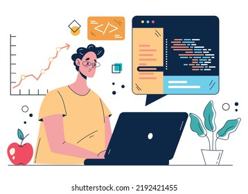 Software code program business developer code web site teamwork abstract programming concept. Vector isolated graphic design illustration