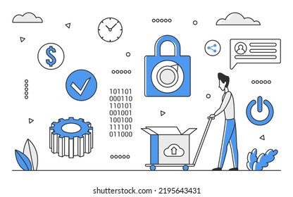 Software code testing. Quality assurance engineer, test cases vector monocolor illustration