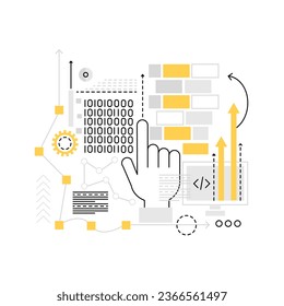Software coding technology. Software development, programming language vector illustration