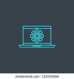 Software concept blue line icon. Simple thin element on dark background. Software concept outline symbol design from Augmented reality set. Can be used for web and mobile UI/UX