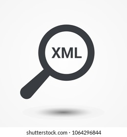 Software Concept: Magnifying Optical Glass With Words Xml. Vector illustration