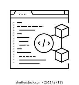 software cryptocurrency mining line icon vector. software cryptocurrency mining sign. isolated contour symbol black illustration