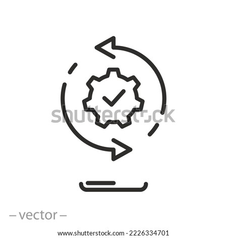 software data synchronize icon, automatic update, process bar, thin line symbol on white background - editable stroke vector illustration Stock foto © 