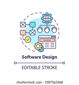 Software design concept icon. Co-design application field idea thin line illustration. Transforming user requirements into suitable form. Vector isolated outline RGB color drawing. Editable stroke