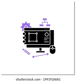Software design glyph icon. Low-level components descriptions, algorithms, and architecture overview.Designer skills concept. Filled flat sign. Isolated silhouette vector illustration