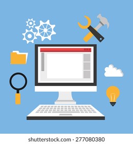 Software design over blue background, vector illustration.