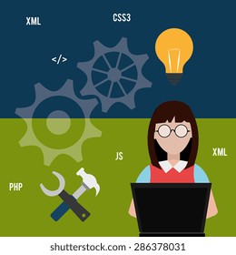 Software design over colorful background, vector illustration.