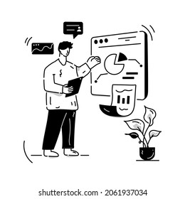 Software designer hand drawn illustration, editable vector 