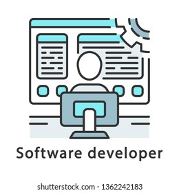 Software Developer Linear Icon Coder Software Stock Vector (royalty 