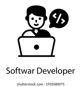 Software Developer Icon Human Programming Language Stock Vector ...