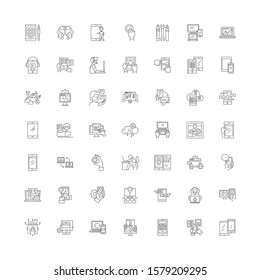 Software developer linear icons, signs, symbols vector line illustration set