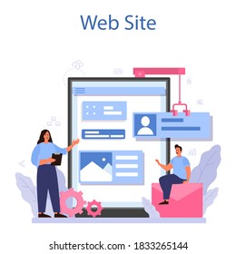 Software developer online service or platform. Idea of programming and coding, system. Software developing. Website. Isolated vector illustration