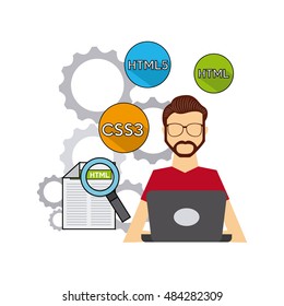software developer and programmer vector illustration design