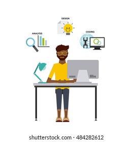 software developer and programmer vector illustration design