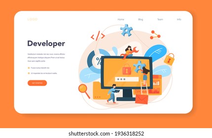 Software developer web banner or landing page. Idea of programming