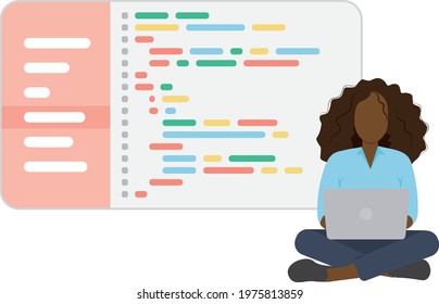 Software Developer Woman Coding On Laptop