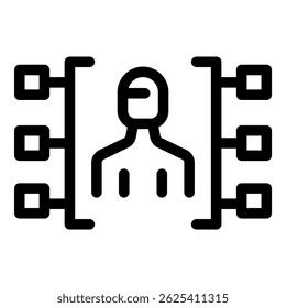 Software developer is working on a complex software architecture, connecting different servers and databases