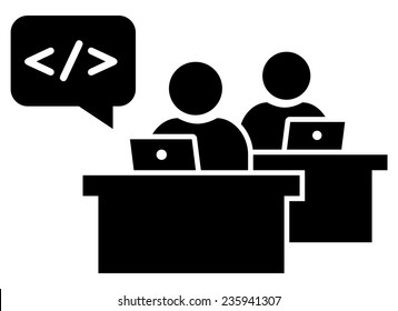 Software developers at workplace icon 
