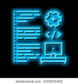 software developing neon light sign vector. software developing illustration