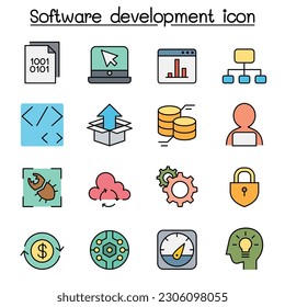 Software development color line icon set
