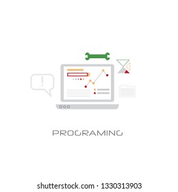 software development computer programming concept line style white background