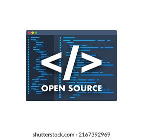 Software development and digital technology concept. Open source