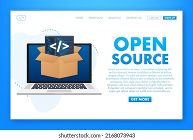 Software development and digital technology concept. Open source