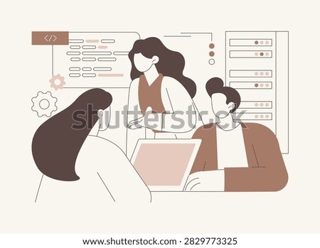 Software development and engineering isolated cartoon vector illustrations. Students learn computing, degree in software development, algorithm and computation, higher education vector cartoon.