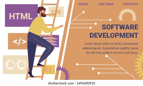 Software Development Horizontal Banner Programmer Make Stock Vector ...