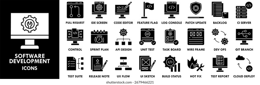 Software Development icon collection set. Containing design software, technology, digital, data, business, development