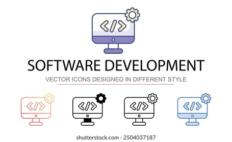 Software Development icon design with white background stock illustration