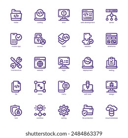 Software and Development icon pack for your website, mobile, presentation, and logo design. Software and Development icon basic line gradient design. Vector graphics illustration and editable stroke.