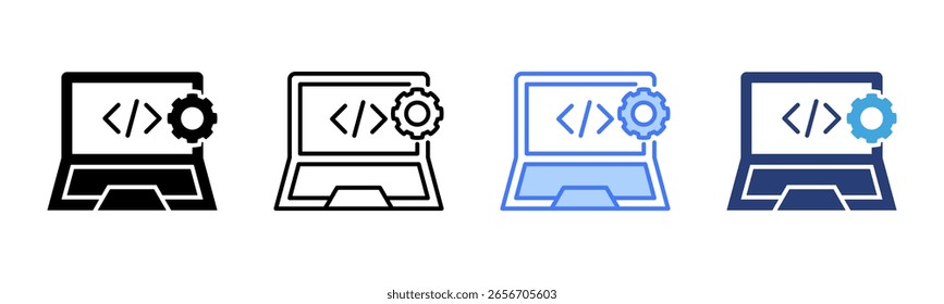 Coleção de vários estilos de folha de ícone de Desenvolvimento de Software