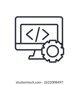 ícone de desenvolvimento de software. vetor.Editável símbolo de estilo traço.linear para usar web design,ilustração logo.Symbol.