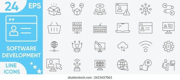 software development icons set.business, team business, software development, Innovative Business, data analytics, communication, target and more.vector and illustrator set.